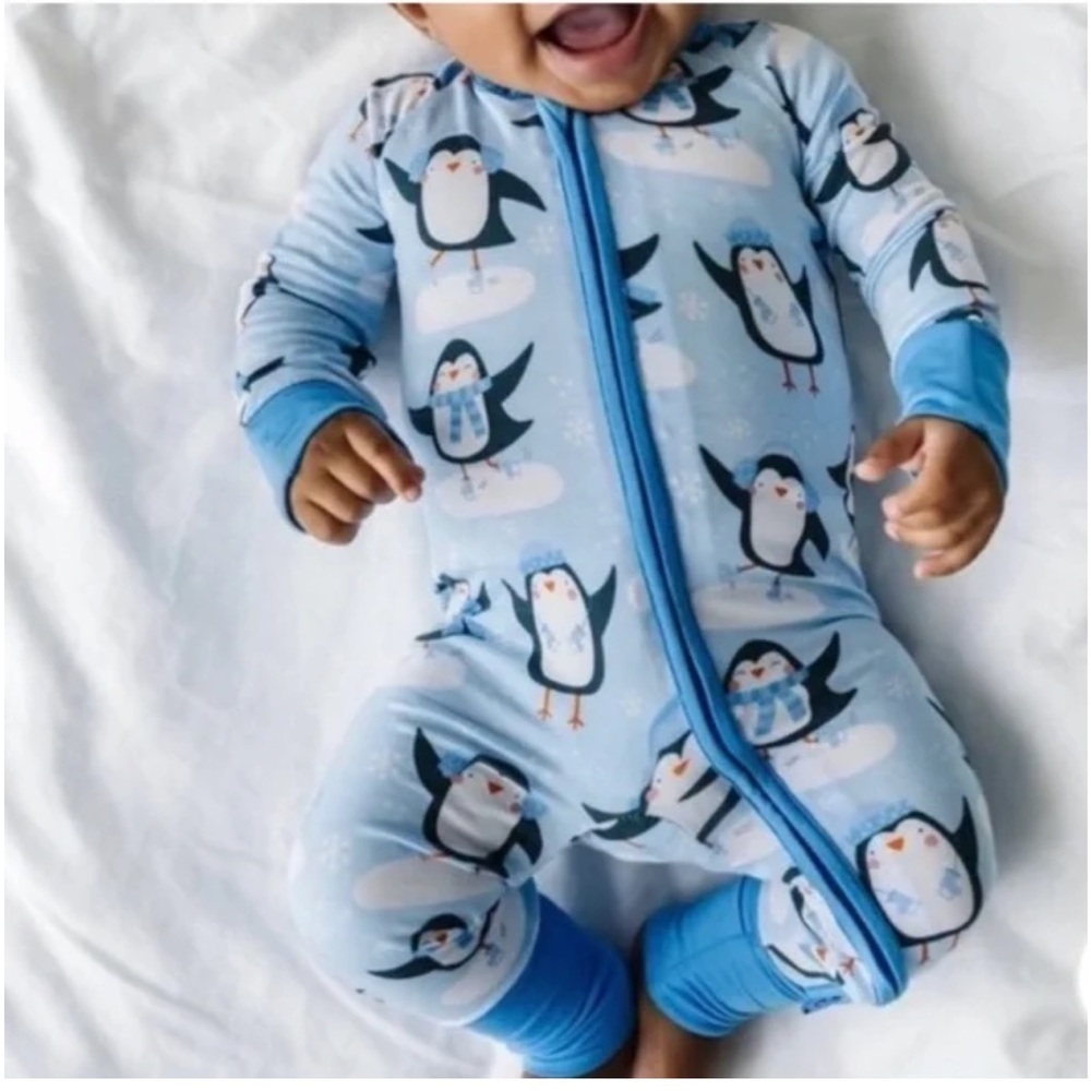 Little Sleepies Zippy - Blue Ice Skating Penguins